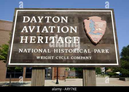 The Dayton Aviation Heritage center sign. Part of the National Historic Park Service. Stock Photo