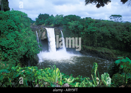 Rainbow Falls.  Located near the town of Hilo on the Big isle of Hawaii. Stock Photo
