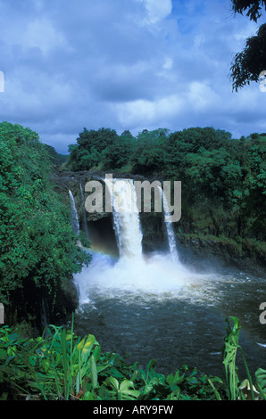 Rainbow Falls.  Located near the town of Hilo on the Big isle of Hawaii. Stock Photo