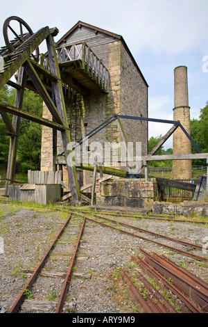 Worn stone steps leading to the Meadow Shaft engine house Minera lead mines Minera North Wales UK Stock Photo