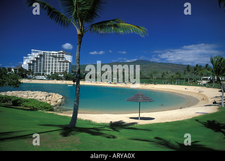 A secluded lagoon is one of four that awaits visitors to the Koolina Resort and golf course.   Leeward, Oahu. Stock Photo