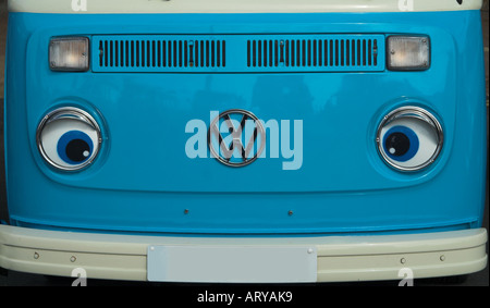 Blue Volkswagen Type 2 camper van with Uruguay number plate in traffic ...