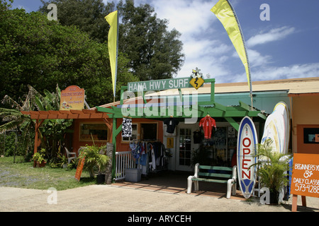 The Hana highway surf shop located in the small town of Paia, a popular stop for many surfers and water sports enthusiasts. Stock Photo