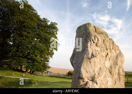 Setting sun on the sarson stones of Avebury Wiltshire England 2006 Stock Photo