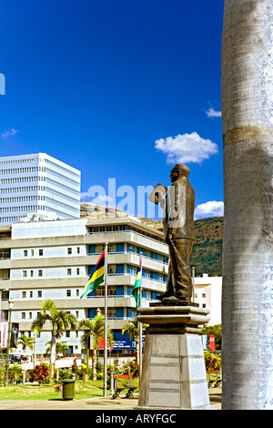 Statue of S S Ramgoolam looking towards central Port Louis, Mauritius Stock Photo