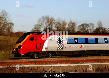 Cross Country Voyager diesel train at Hatton, Warwickshire, England, UK Stock Photo