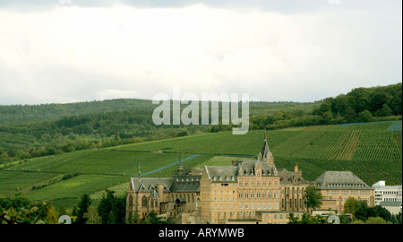 The romantic Ahrtal view of the town of Bad Neuenahr Ahrweiler and monastery Kalvarienberg Rheinland Pfalz Germany Stock Photo