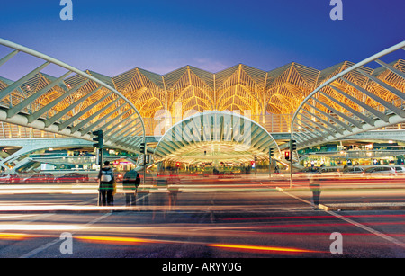 Train and metro station Gare do Oriente, Lisbon, Portugal Stock Photo