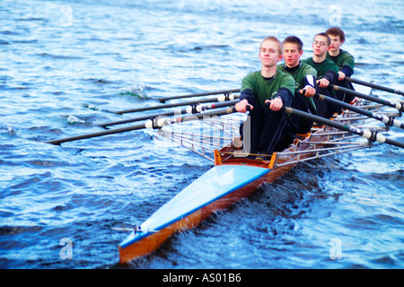 a four man rowing boat Stock Photo