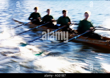 a four man rowing boat Stock Photo