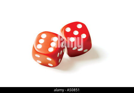 Close up of Red dice on white background concept Stock Photo