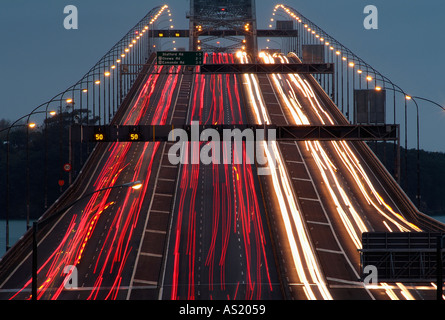 Auckland Harbour Bridge rush hour traffic Auckland New Zealand Stock Photo