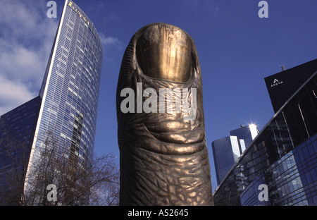 Cesar s thumb sculpture near the Grande Arch La Defence Paris Stock Photo