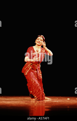 Indian Classical Dancer Malavika Sarrukkai performing a solo Bharat Natyam Dance India Stock Photo