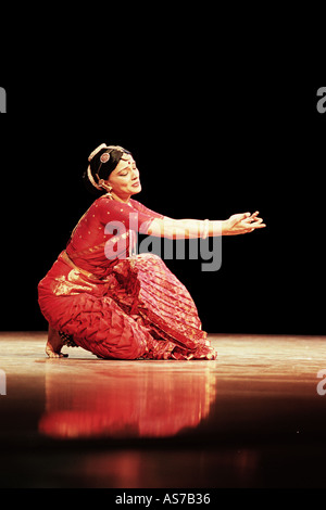 Indian Classical Dancer Malavika Sarrukkai performing a solo Bharat Natyam Dance India Stock Photo