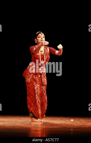 Indian Classical Dancer Malavika Sarrukkai performing a solo Bharat Natyam Dance India Stock Photo