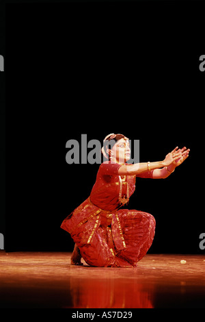 Indian Classical Dancer Malavika Sarrukkai performing a solo Bharat Natyam Dance India Stock Photo