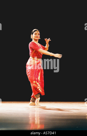 Indian Classical Dancer Malavika Sarrukkai performing a solo Bharat Natyam Dance India Stock Photo