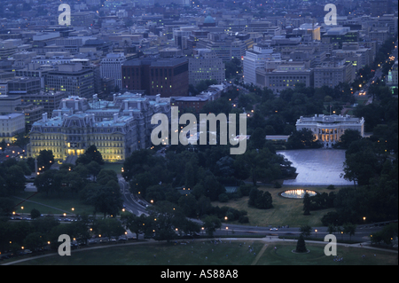 Usa Washington Dc Above The City And The White House Viewed From Georges Washington Tower At Night Stock Photo