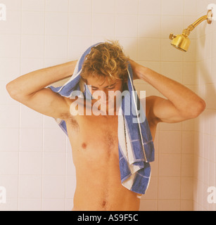 man in shower Stock Photo