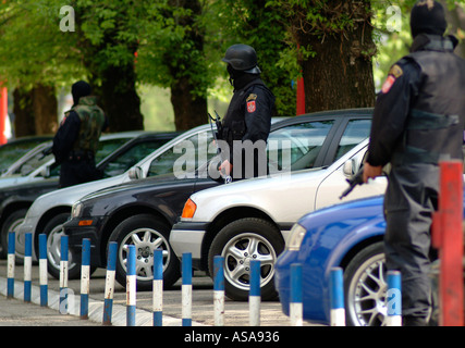 Bosnian Serb Special Forces Police Officers During a Raid Against Organised Crime Stock Photo