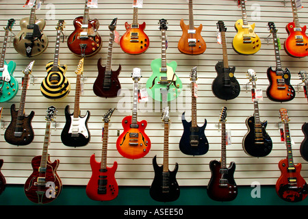 Electric Guitars at Music Store Stock Photo