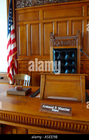 Gavel in City Council Chamber City Hall Building Lowell Massachusetts Stock Photo