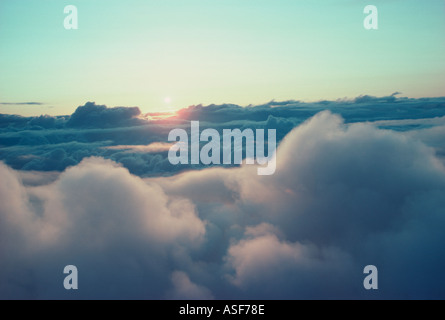 Sunset in cloudy sky Stock Photo