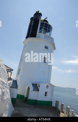 St AnthonyHead lighthouse along The South West Coast Path walking from St Anthony Head back to Place Ferry, for St Mawes ferry Stock Photo