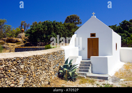 Churches and chapels in Hora or Mykonos town on the Greek Island of Mykonos Greece Stock Photo