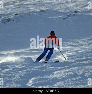 Skier, Cairngorms National Park, Glenshee ski slopes, Aberdeenshire and Perthshire, Scotland, UK, Europe Stock Photo