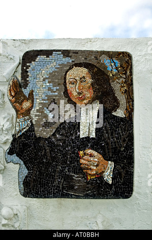 a mosaic of john wesley the methosdist preacher, at gwennap pit near redruth in cornwall,england Stock Photo