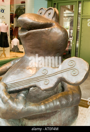 Close up of a frog sculpture on Rue Saint Joseph in Quebec City Canada Stock Photo