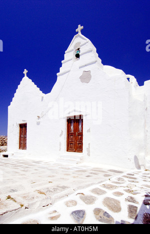 Churches and chapels in Hora or Mykonos town on the Greek Island of Mykonos Greece Stock Photo