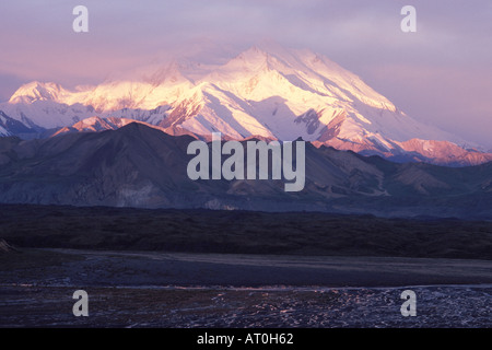 sunrise at Mt Denali or Mt McKinley tallest mountain in Denali National