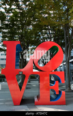 Modern art installation Robert Indiana  with word LOVE in Shinjuku Tokyo Japan Stock Photo