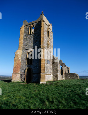 The ruin of St Michaels church on the top of Burrow Mump at Burrowbridge, Somerset, England. Stock Photo