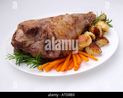 Roast leg of lamb Stock Photo