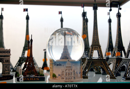 souvenirs of Eiffel Tower on sale in Paris Stock Photo