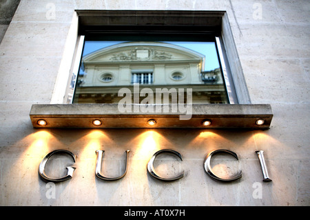 Detail of Gucci store in Paris Stock Photo