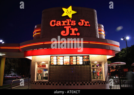 Carl's Jr Jr exterior at twilight Stock Photo