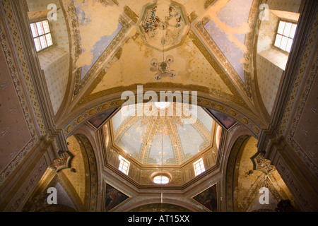 MEXICO Guanajuato Interior of San Roque church painted ceiling and dome need restoration and repair Stock Photo