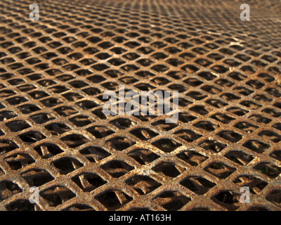 Old and rusty metal grid background texture Stock Photo