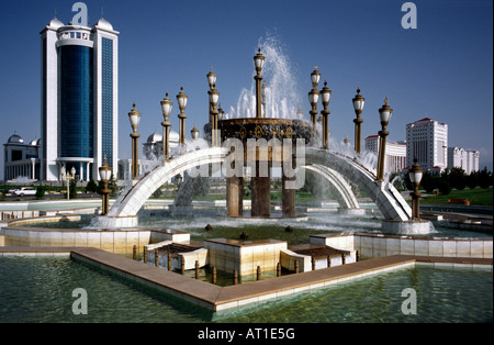 May 9, 2006 - Fountain at Independence Park. General view of Ashgabat's new property developments in Berzengi district. Stock Photo