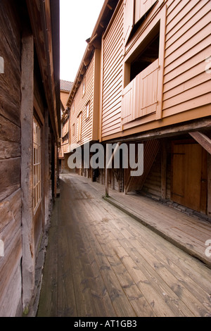 Alleyway in the Bryggen, Bergen Stock Photo