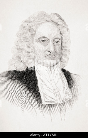 Edmund Halley, 1656 - 1742. English astronomer, geophysicist, mathematician, meteorologist, and physicist. Stock Photo