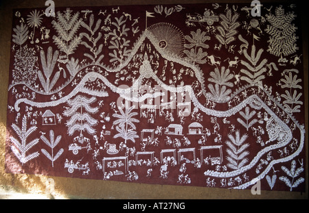 Warli painting on house wall, Orissa, India Stock Photo - Alamy