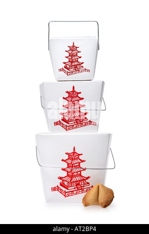 Stack of Chinese Takeout Boxes Stock Photo