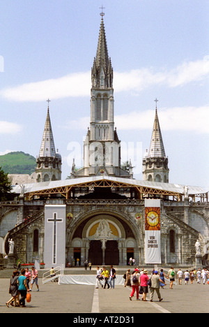 The Basilique Superieure part of the Sanctuaires Notre Dame de Lourdes in south west France Stock Photo