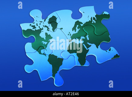 Puzzle Pieces Connecting The World Together Stock Photo Alamy